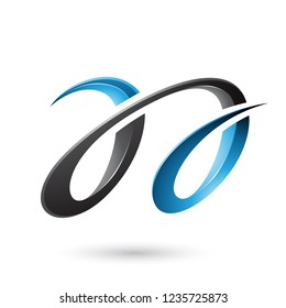 Ilustración vectorial de las letras duales A en azul y negro aisladas en fondo blanco