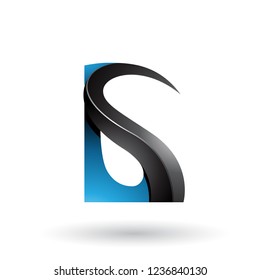 Vector Illustration of Blue and Black Glossy Curvy Embossed Letter G isolated on a White Background