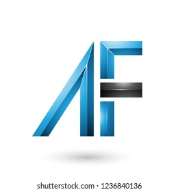 Vector Illustration of Blue and Black Glossy Letters of A and F isolated on a White Background