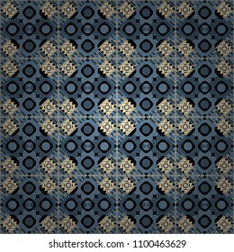 Vector illustration. Blue, black and gray abstract background painted geometry shine and layer element seamless pattern.