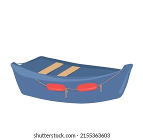 Vector illustration of a blue boat. Hand-drawn illustration for a book, booklet, magazine, postcard