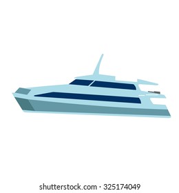 Vector illustration of blue boat  isolated on transparent background.