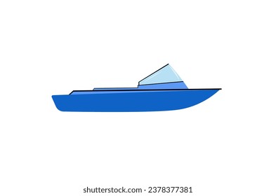 Vector illustration of a blue boat on a white background
