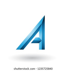 Ilustración vectorial de negrita azul y letra geométrica curvada A aislada en fondo blanco