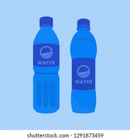 A vector illustration blue bottles flat design on blue background