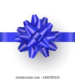 Vector illustration of a blue bow for gift boxes isolated on white