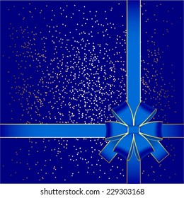 Vector illustration of Blue bow on a blue shiny background