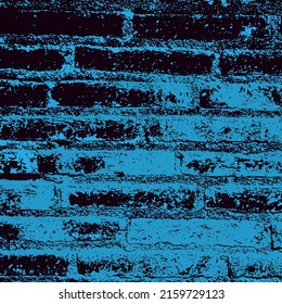 vector illustration of a blue brick wall with a grunge effect for backgrounds, posters, wallpapers and more