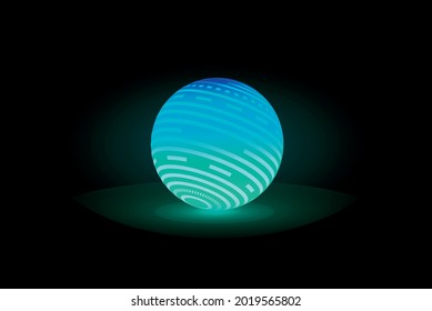 Ilustración vectorial de una esfera azul brillante. 