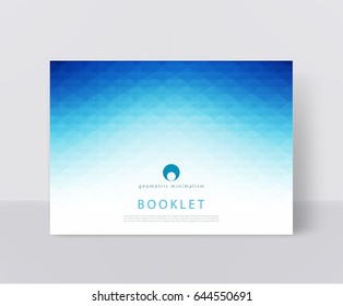 Vector illustration of a blue brochure template. Modern booklet, flyer, cover business report. Geometrical elements ( triangles). Abstract background for business design.