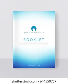 Vector illustration of a blue brochure template. Modern booklet, flyer, cover business report. Geometrical elements ( triangles). Abstract background for business design.