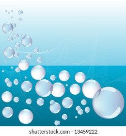 vector illustration of blue bubbles background