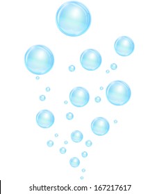 Vector illustration of blue bubbles on white background