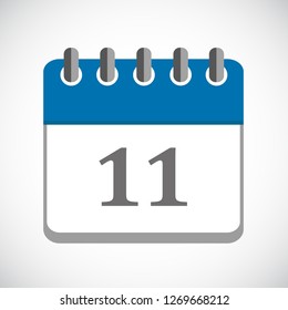 vector illustration of blue calendar 11 icon EPS10