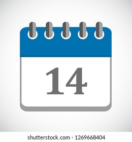 vector illustration of blue calendar 14 icon EPS10