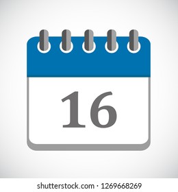 vector illustration of blue calendar 16 icon EPS10