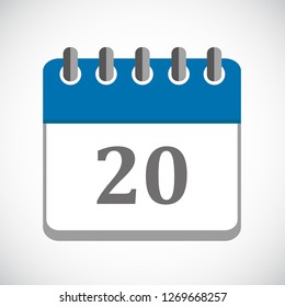vector illustration of blue calendar 20 icon EPS10