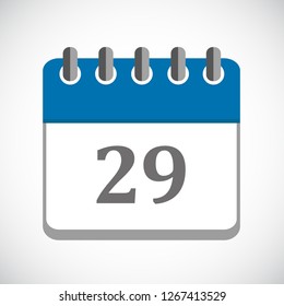 vector illustration of blue calendar 29 icon EPS10