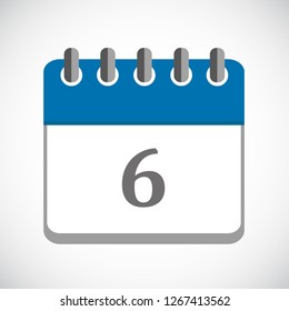 vector illustration of blue calendar 6 icon EPS10