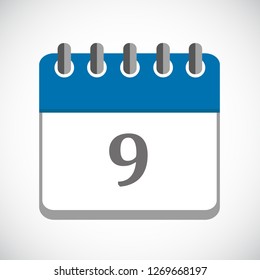 vector illustration of blue calendar 9 icon EPS10