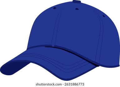 Ilustração vetorial de um design de boné azul, perfeito para moda, roupas esportivas e roupas casuais. Chapéu azul simples e moderno com linhas limpas e costura detalhada, ideal para branding ou merchandising p