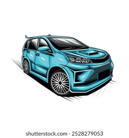 vector illustration of a blue car