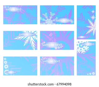 Vector illustration of blue cards with snowflakes