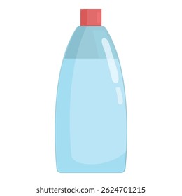 Vector illustration of a blue cartoon detergent bottle with a red cap, isolated on white