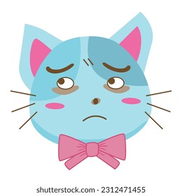 vector illustration of a blue cat with a surprised face on a white background cute kitten in cartoon style for postcards, banners, web, designs, art