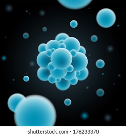 Vector illustration of a blue cell in focus