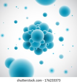 Vector illustration of a blue cell in focus