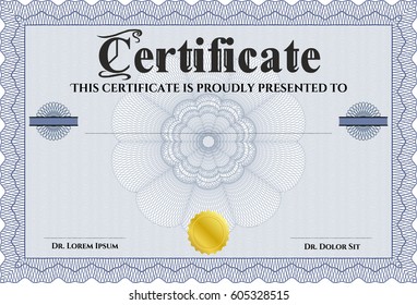 Vector Illustration of Blue Certificate in blue color
