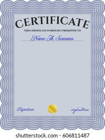 Vector illustration of Blue Certificate template icon in blue
