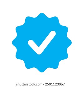 Ilustración vectorial de la marca de verificación azul, icono de verificación aislado sobre fondo blanco. Ilustración vectorial.