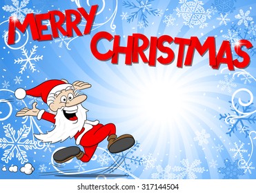 vector illustration of a blue christmas background with Santa Claus