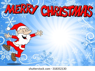 vector illustration of a blue christmas background with santa claus