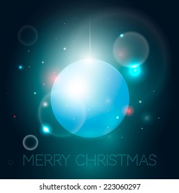 Vector illustration of  the blue Christmas ball