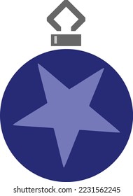 Vector illustration of Blue Christmas ball with blue star decoration