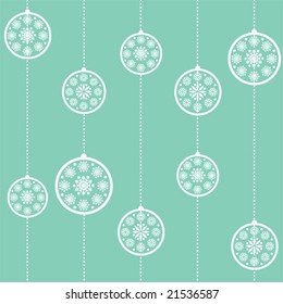 Vector illustration of a blue Christmas baubles seamless wallpaper.