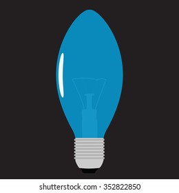 Vector illustration blue christmas light bulb. New year decoration. Luminous garland bulb