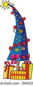 Vector illustration blue christmas tree