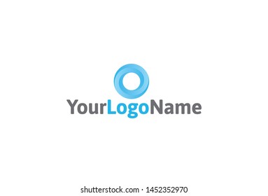Vector illustration of blue circle logo design. Isolated on white background. 