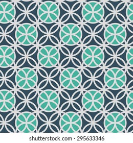 Vector illustration of blue circle seamless geometric pattern