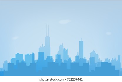 Vector Illustration Blue City Silhouette Stock Vector (Royalty Free ...