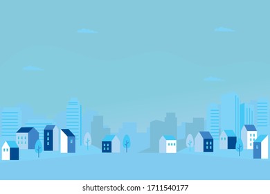 Vector illustration of blue cityscape
