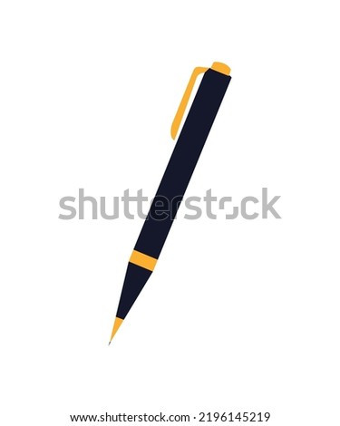 Vector illustration - blue classic ballpoint pen isolated on white background.