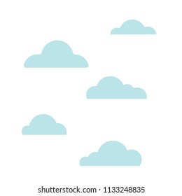 Vector illustration of blue cloud. Cloud vector icon set. Simple flat symbol. Collection of cloud, shape, label, logo. Symbols for weather forecast. Vector illustration in flat design style.