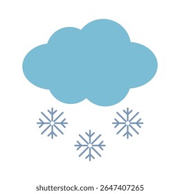 Vector illustration of a blue cloud icon with snowflakes. The weather forecast icon.
