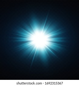 Vector illustration of a blue color.  Glow light effect. Vector illustration. Christmas flash. dust,shining sun, bright flash. 
