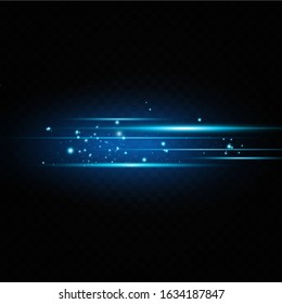 Vector illustration of a blue color. Light effect. Abstract laser beams of light. Chaotic neon rays of light .
